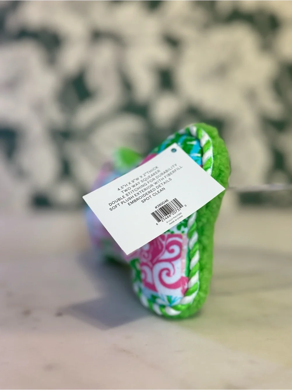 Lilly Pulitzer Pink Blue Green Patchwork Dog Toy NWT